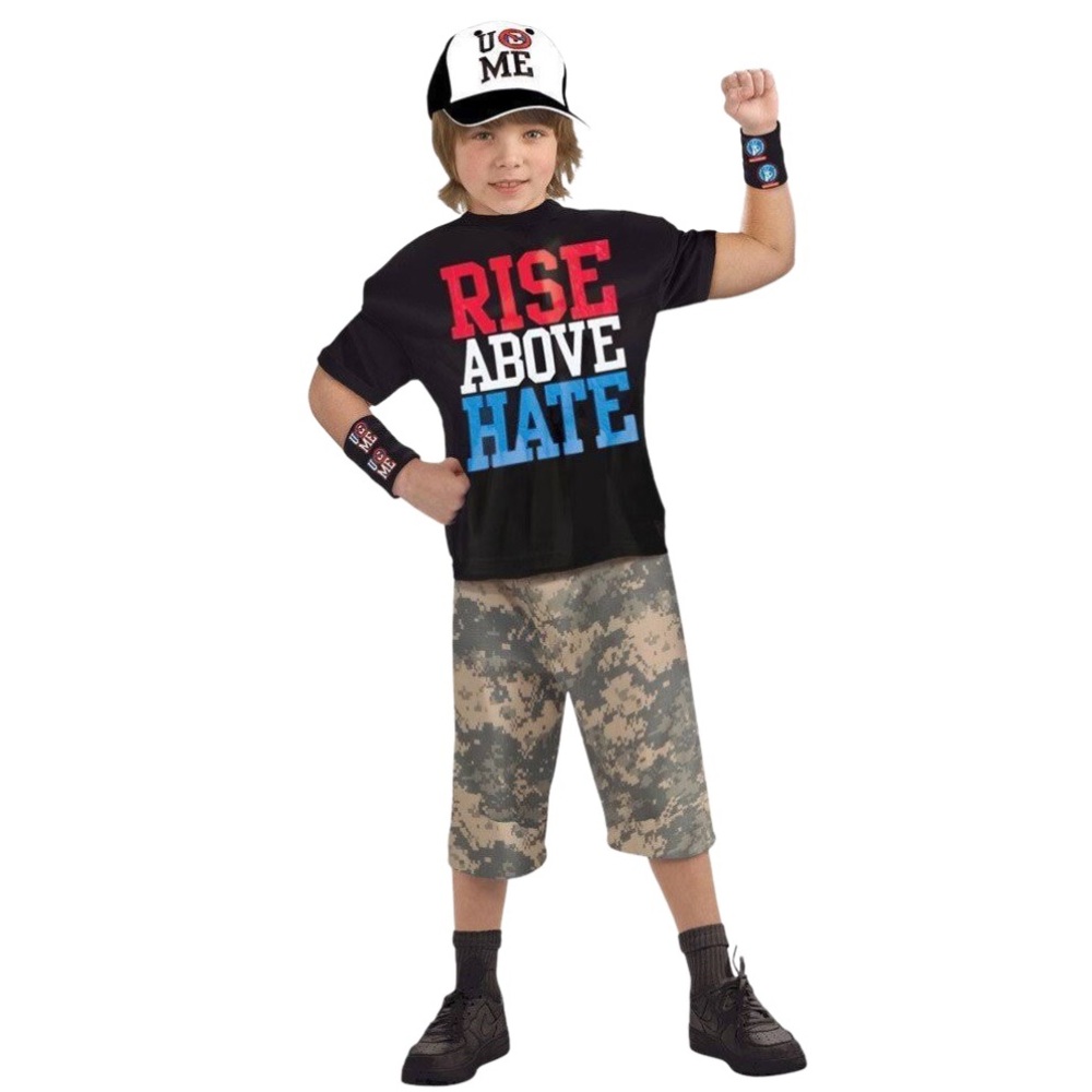 WWE John Cena Rise Above Hate Loyalty Print Cap Sleeve Tee Black Boy 7-9Y